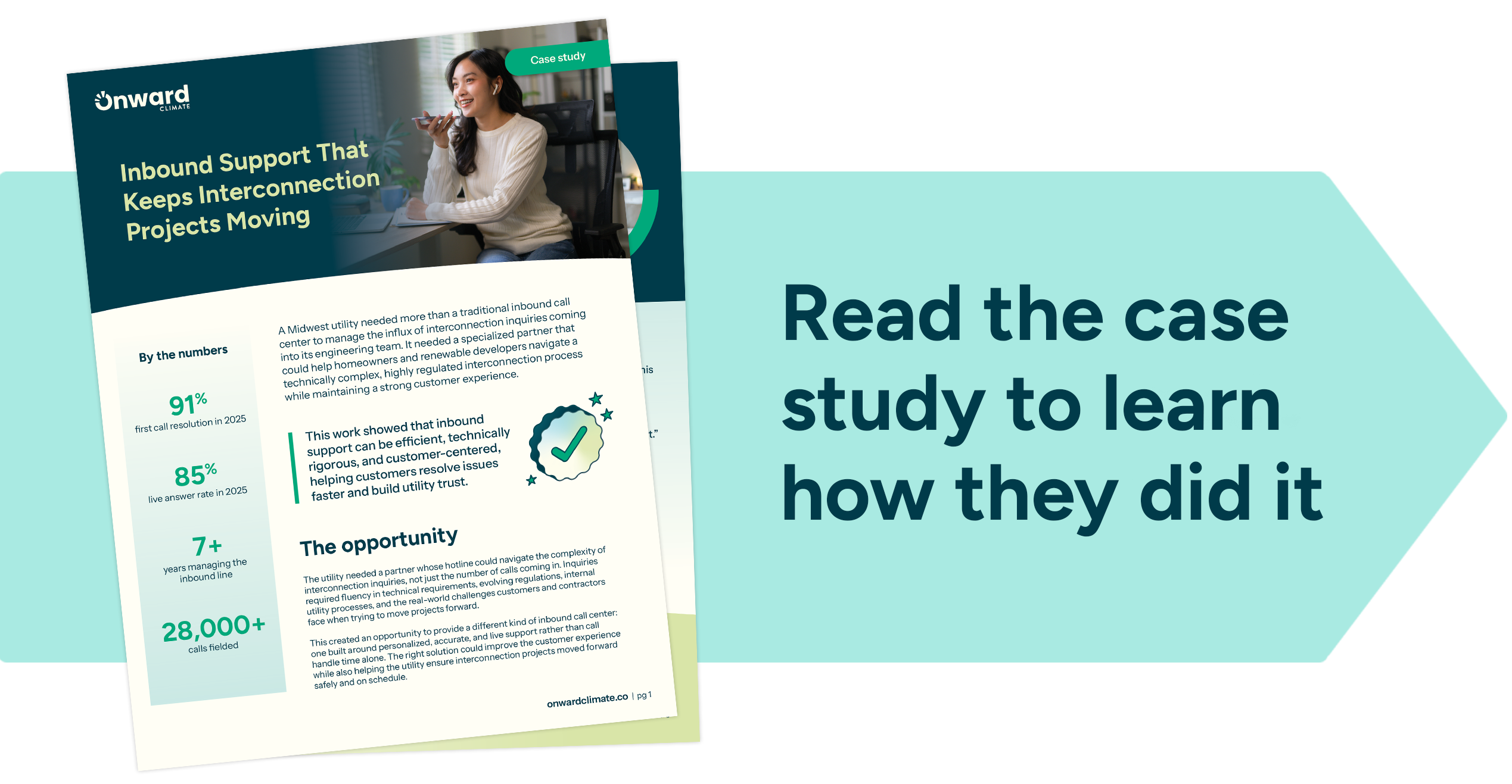 Utility inbound call center case study preview with text "Read the case study to learn how they did it"